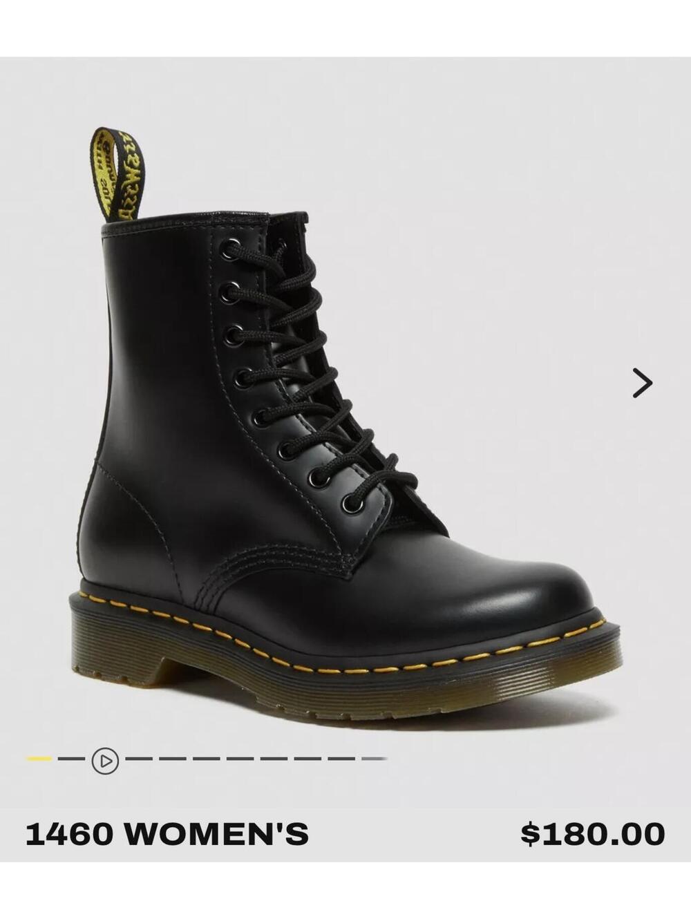 Dr. Martens 1460 Black Smooth Leather 8-Eye Lace Up Combat Boots AirWair